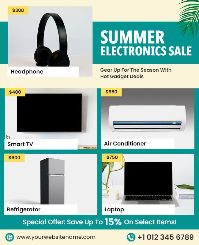 Summer Electronics Sale Discount Flyer Template