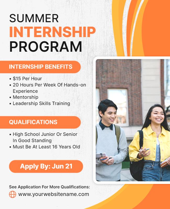 Summer Internship Program Announcement Flyer Template