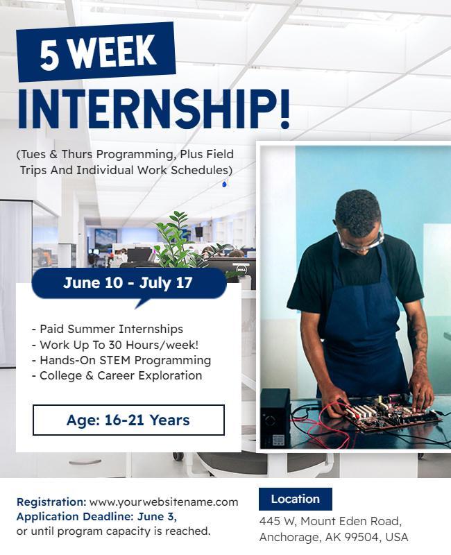 Summer Internship Program Announcement Flyer Template