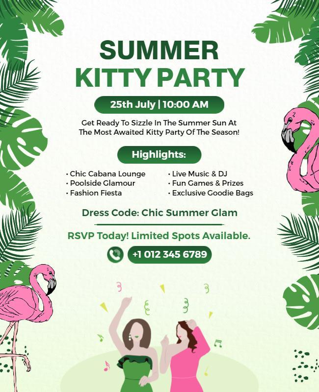 Summer Kitty Party Event Flyer Template