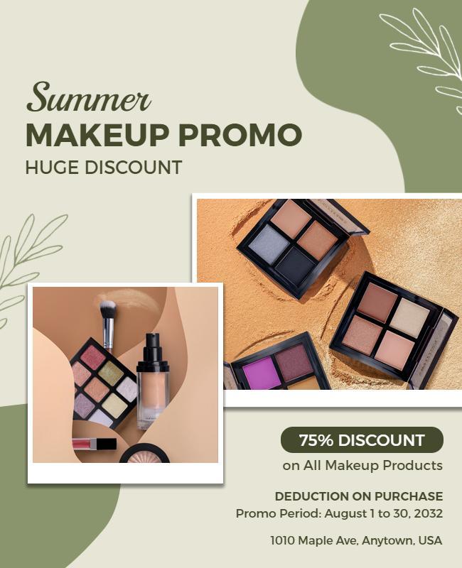 Summer Makeup Promotion Discount Flyer Template