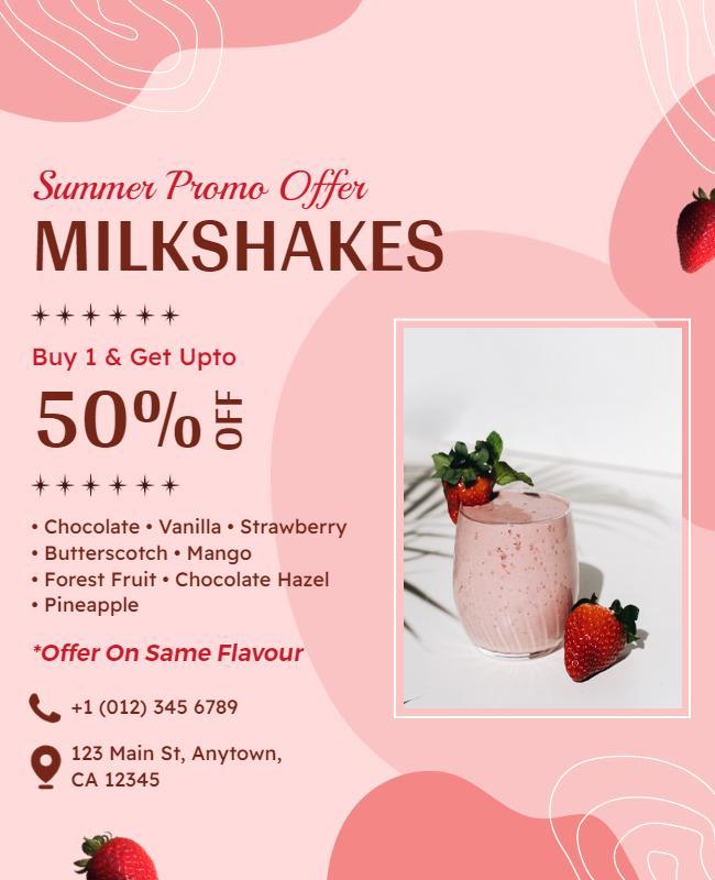 Summer Milkshake Promotional Offer Flyer Template