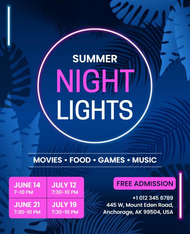 Summer Night Lights Festival Event Flyer Template