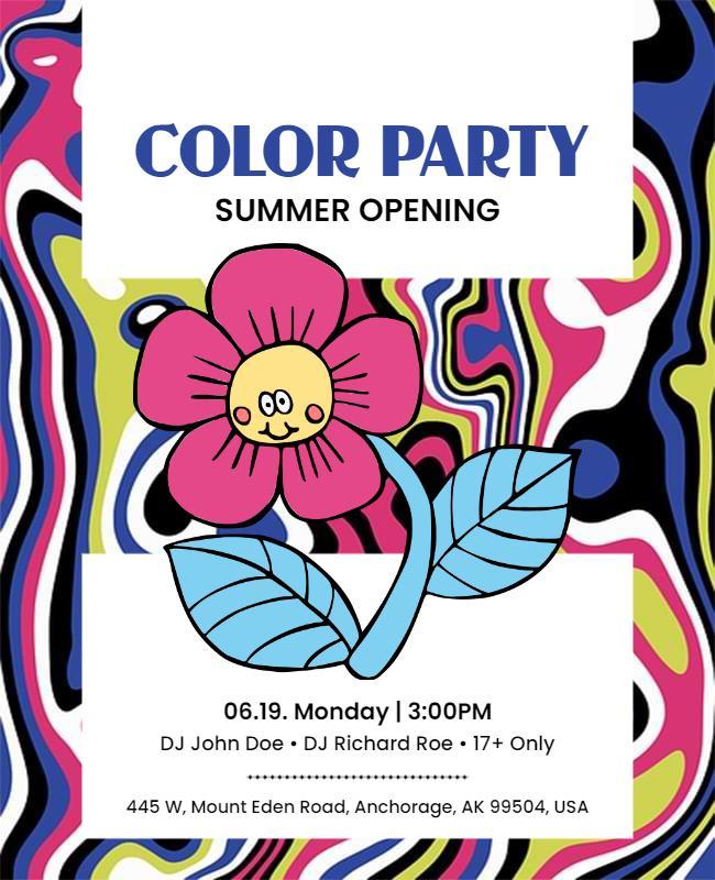 Summer Opening Color Party Flyer Template