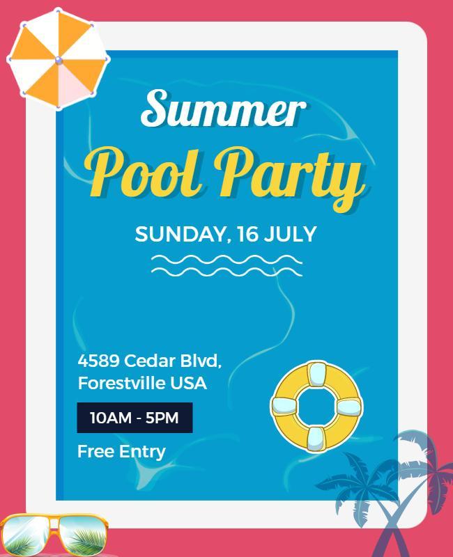 Summer Pool Party Event Flyer Template