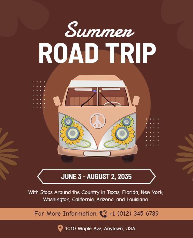 Summer Road Trip Adventure Flyer Template