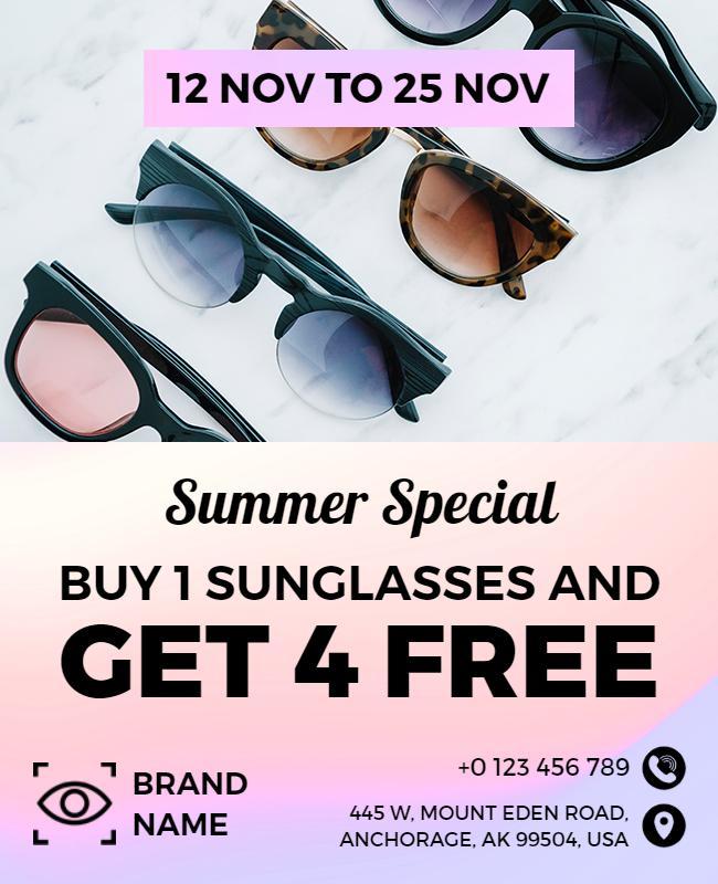 Summer Sunglasses Sale Promotional Flyer Template