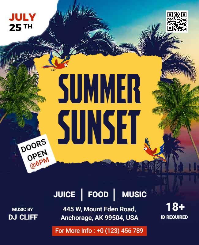 Summer Sunset Beach Event Flyer Template