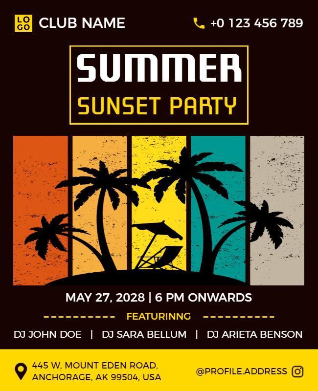 Summer Sunset Beach Party Flyer Template