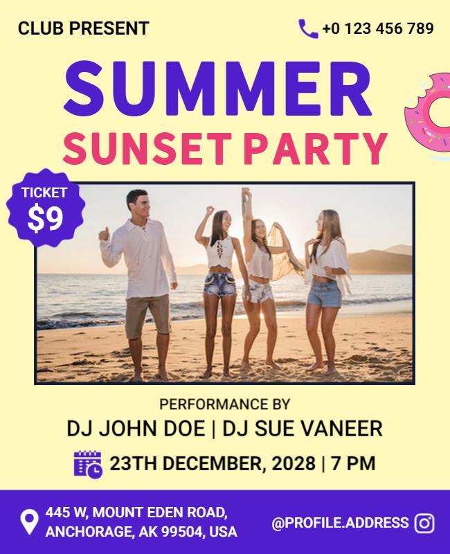 Summer Sunset Beach Party Flyer Template