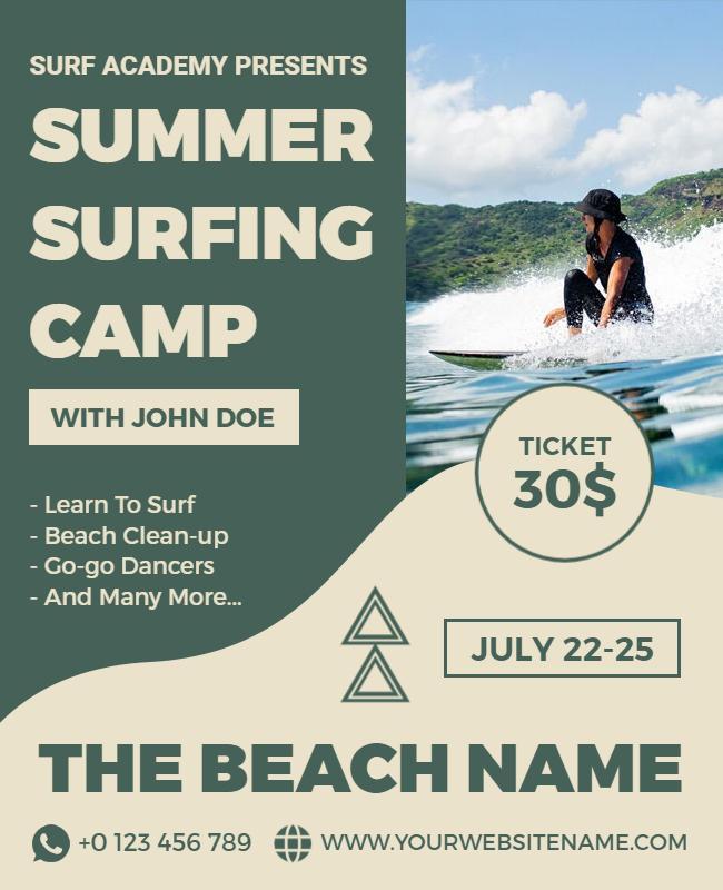 Summer Surfing Camp Event Flyer Template