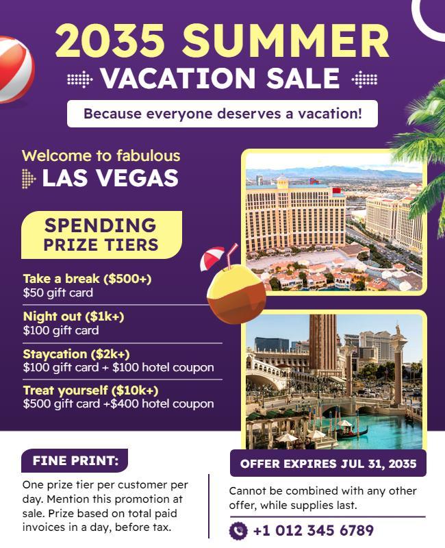 Summer Vacation Sale Las Vegas Flyer Template