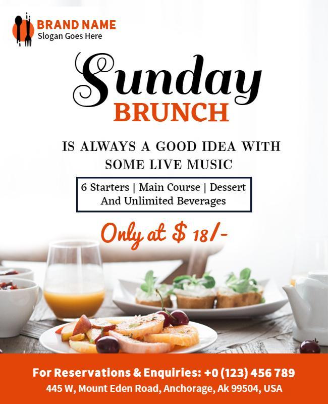 Sunday Brunch with Live Music Flyer Template