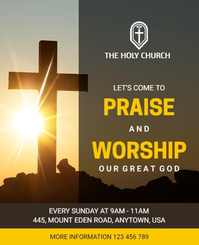 Sunday Morning Church Worship Flyer Template