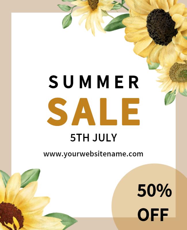 Sunflower Theme Summer Sale Promotion Flyer Template