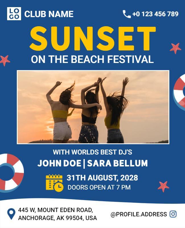 Sunset Beach Festival Dj Event Flyer Template