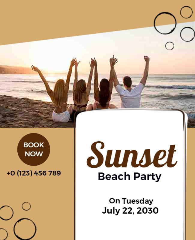 Sunset Beach Party Celebration Flyer Template