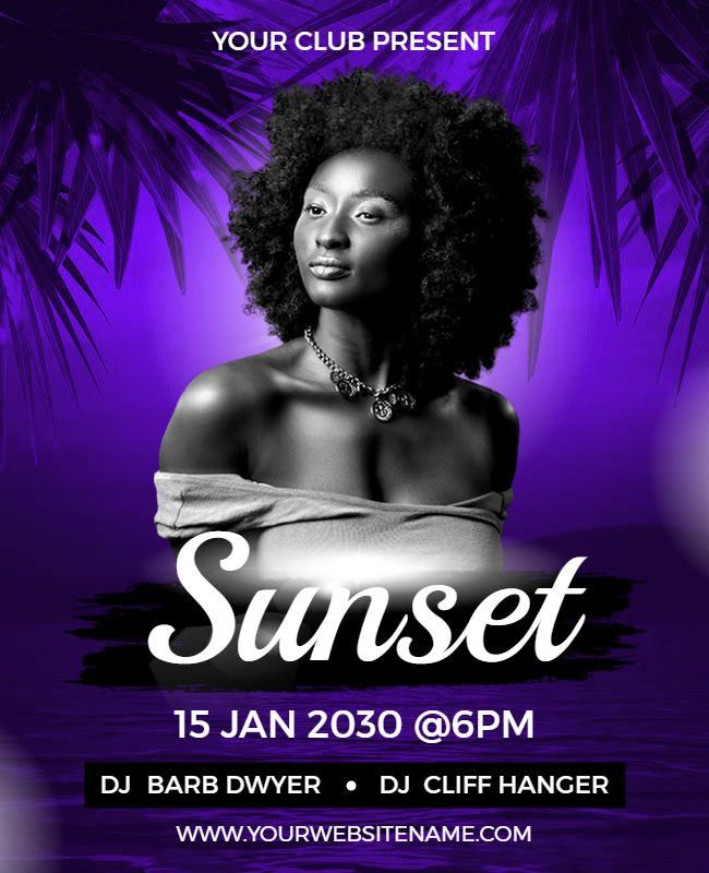 Sunset Party Dj Event Flyer Template