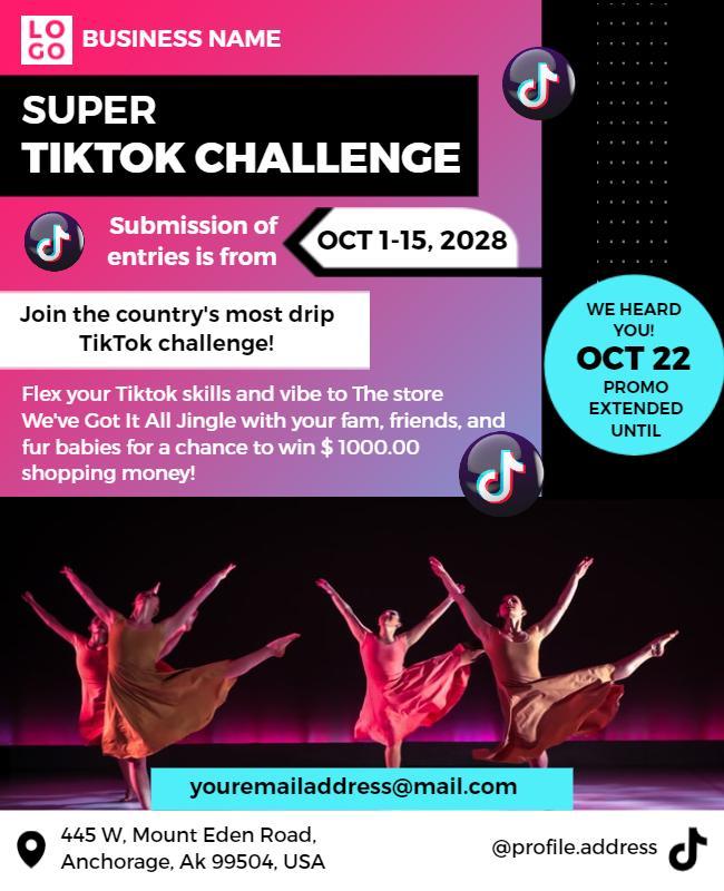 Super Tiktok Dance Challenge Flyer Template