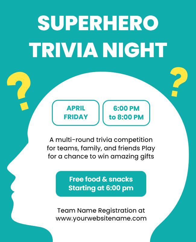 Superhero Trivia Night Event Flyer Template