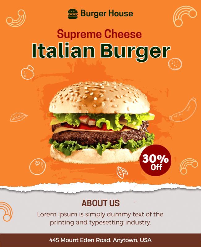 Supreme Cheese Italian Burger Promotion Flyer Template