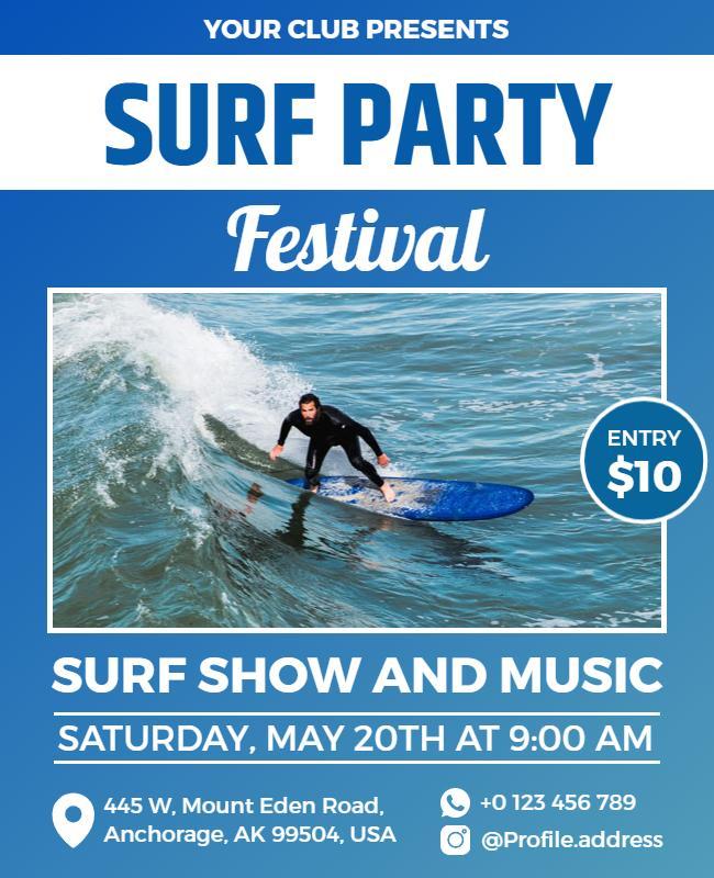 Surf Party Festival and Music Event Flyer Template