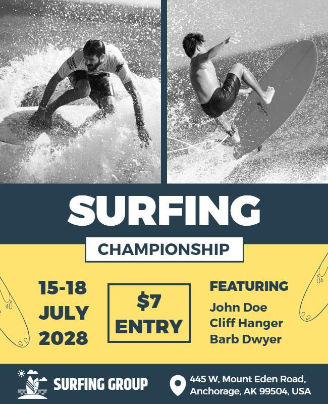 Surfing Championship Event Announcement Flyer Template