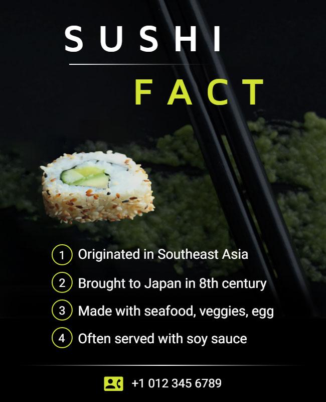 Sushi Culinary Educational Facts Flyer Template