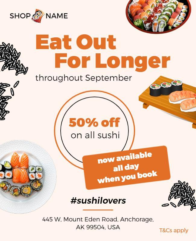 Sushi Restaurant Discount Promotion Flyer Template