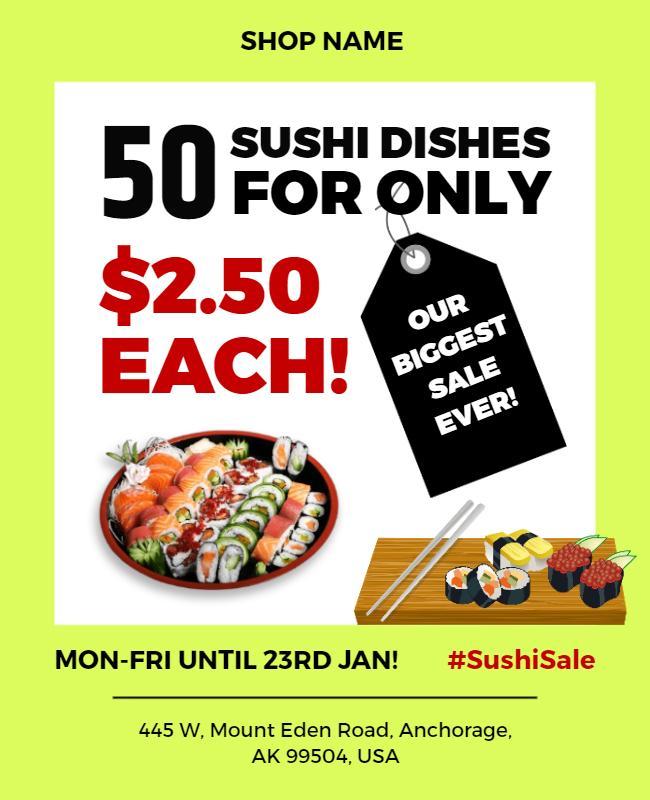 Sushi Restaurant Discount Promotion Flyer Template