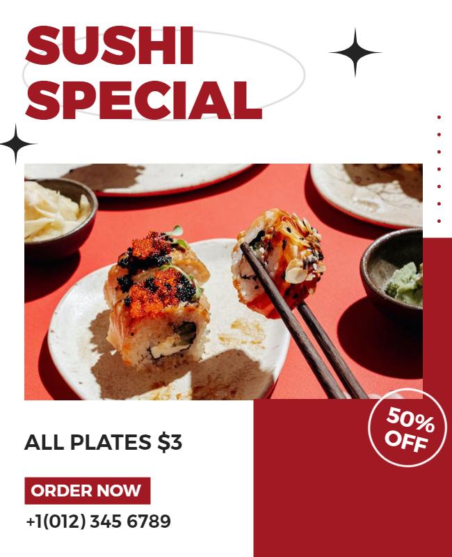 Sushi Restaurant Discount Promotion Flyer Template