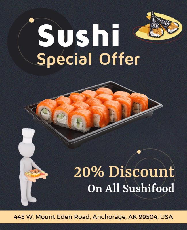 Sushi Restaurant Special Discount Offer Flyer Template