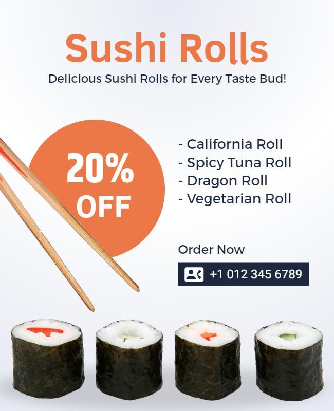 Sushi Rolls Discount Promotional Flyer Template