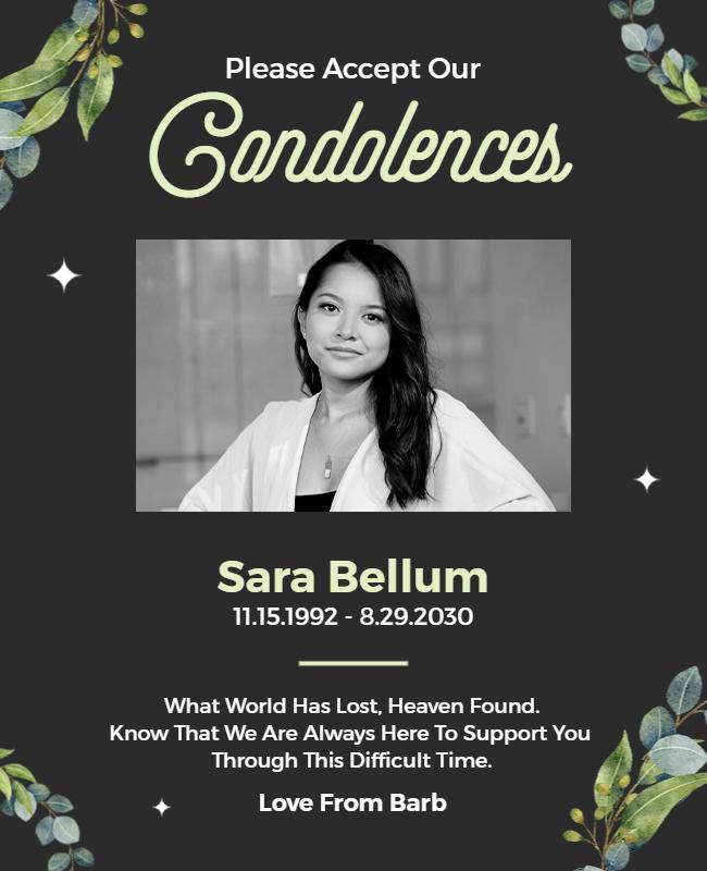 Sympathy and Condolence Announcement Flyer Template