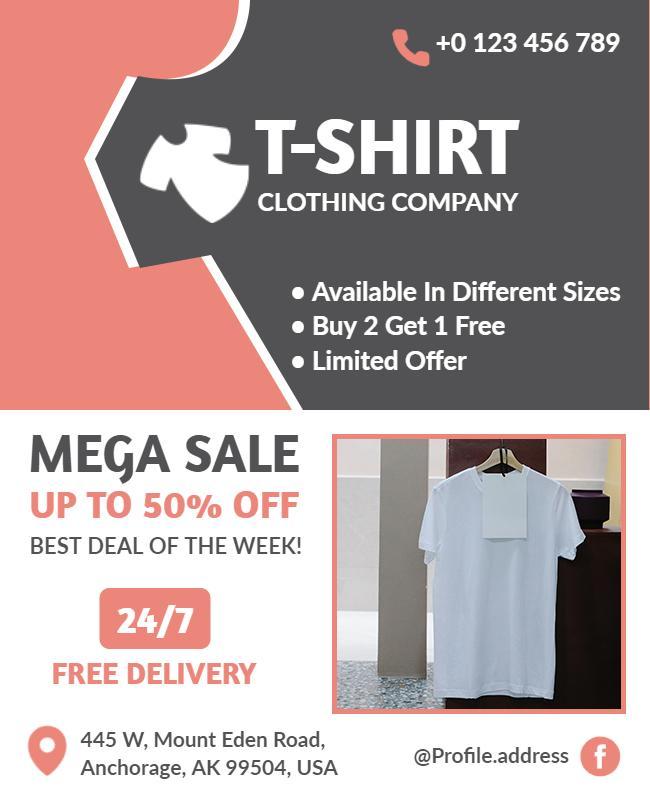 T Shirt Mega Sale Promotional Flyer Template