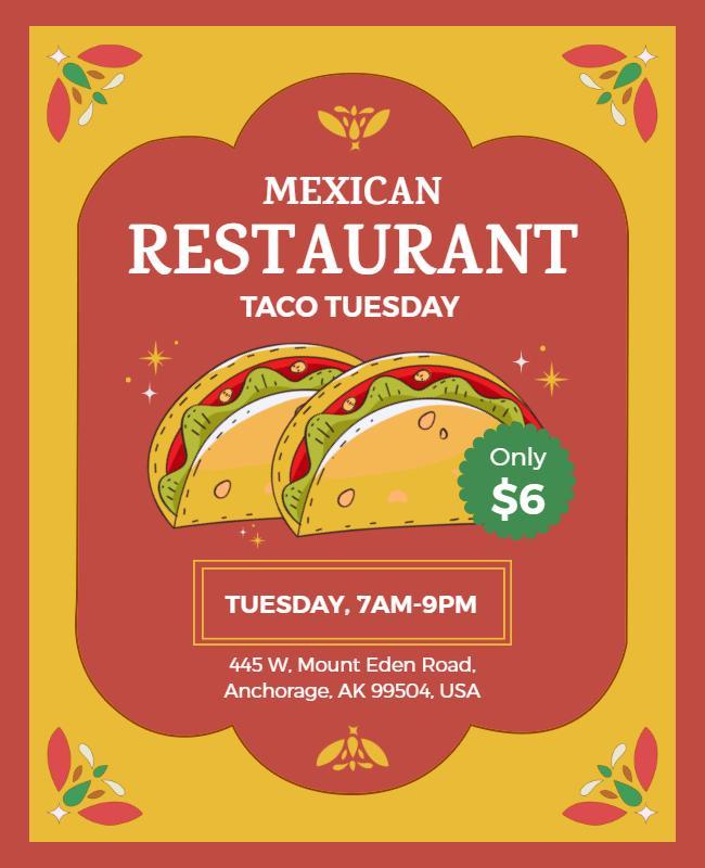 Taco Tuesday Mexican Restaurant Flyer Template