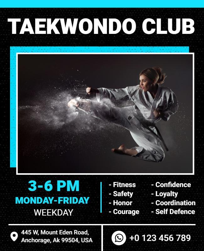 Taekwondo Martial Arts Club Training Flyer Template