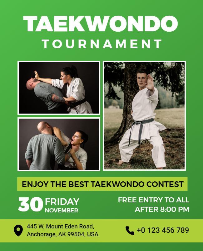 Taekwondo Tournament Event Announcement Flyer Template