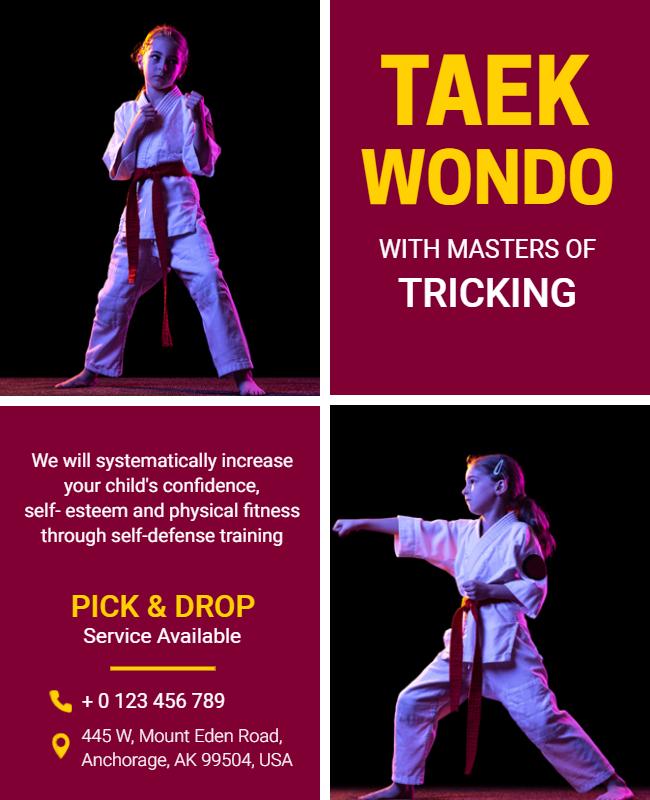 Taekwondo Training and Self Defense Class Flyer Template