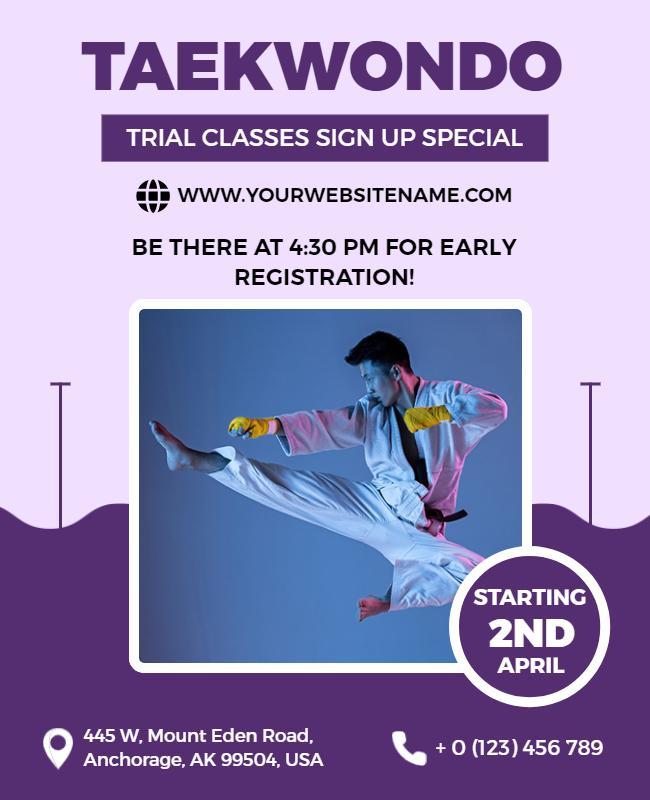 Taekwondo Trial Classes Promotion Flyer Template