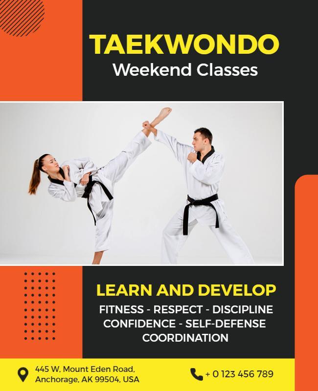 Taekwondo Weekend Classes Promotional Flyer Template