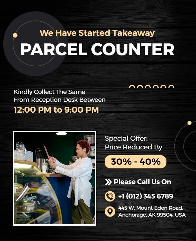 Takeaway Service Parcel Counter Flyer Template