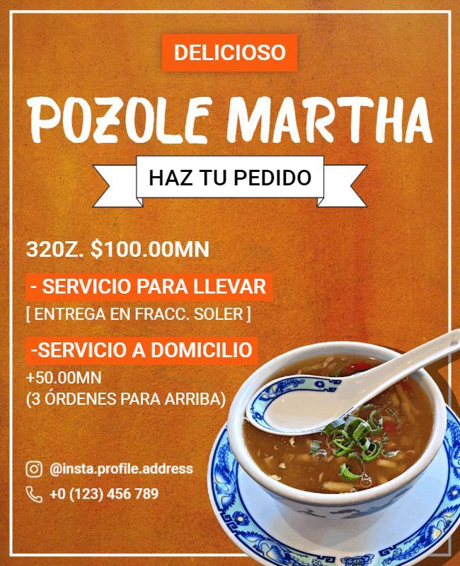 Takeout and Delivery Pozole Service Flyer Template