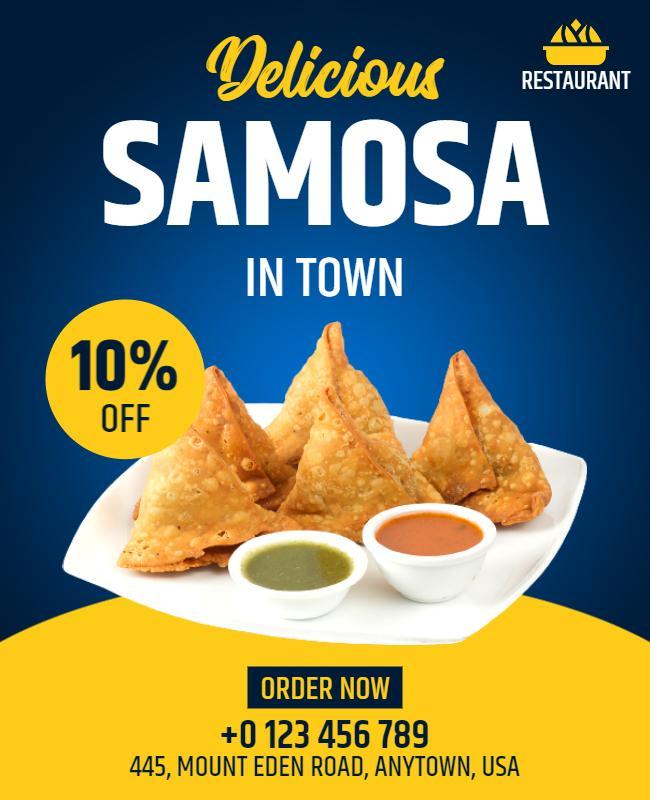 Tasty Samosa Restaurant Promotion Flyer Template