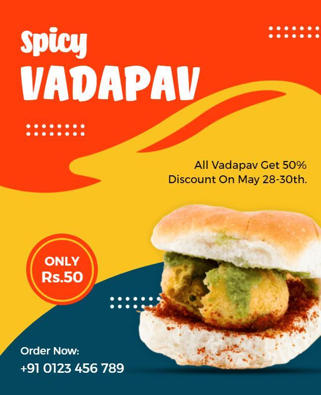 Tasty Vadapav Discount Offer Flyer Template