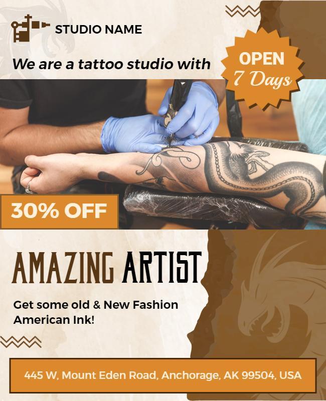 Tattoo Studio Special Offer Flyer Template