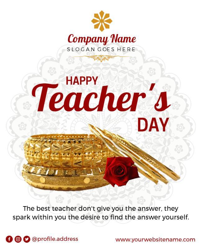 Teachers Day Celebration Flyer with Elegant Gold Accents Template