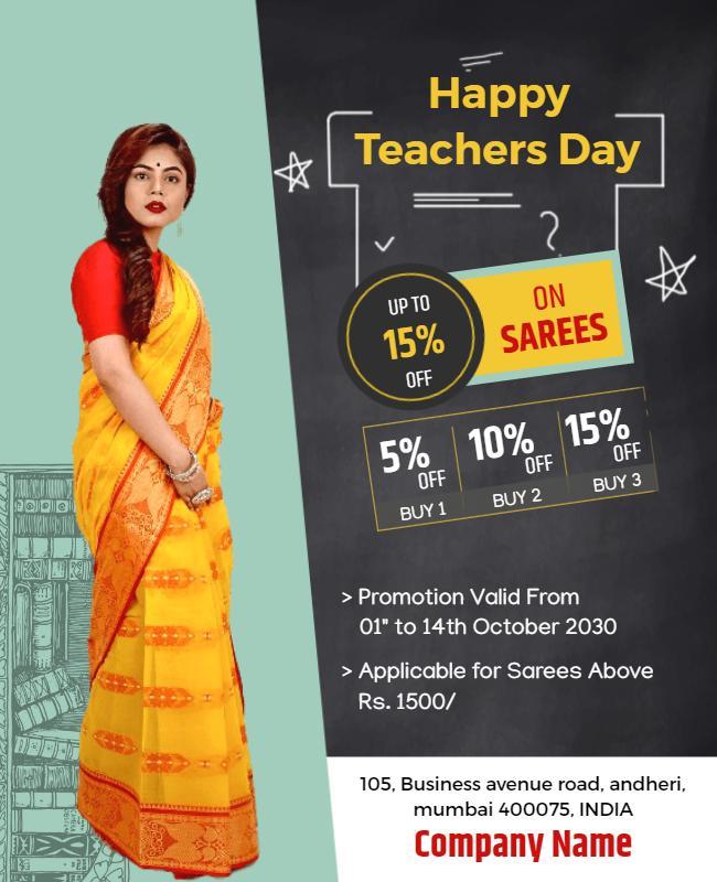 Teachers Day Saree Discount Flyer Template