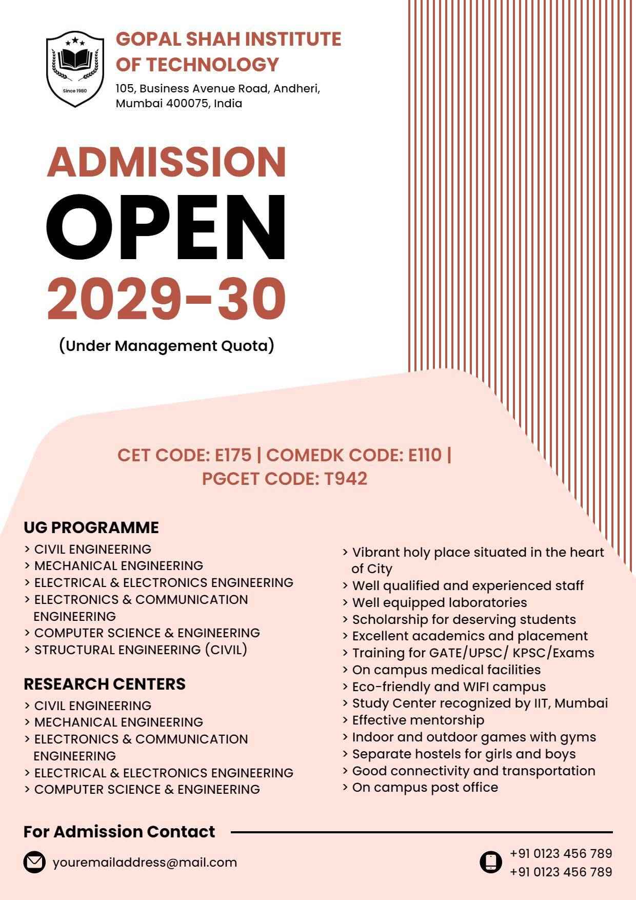 Technology Institute Admission Open A4 Flyer Template