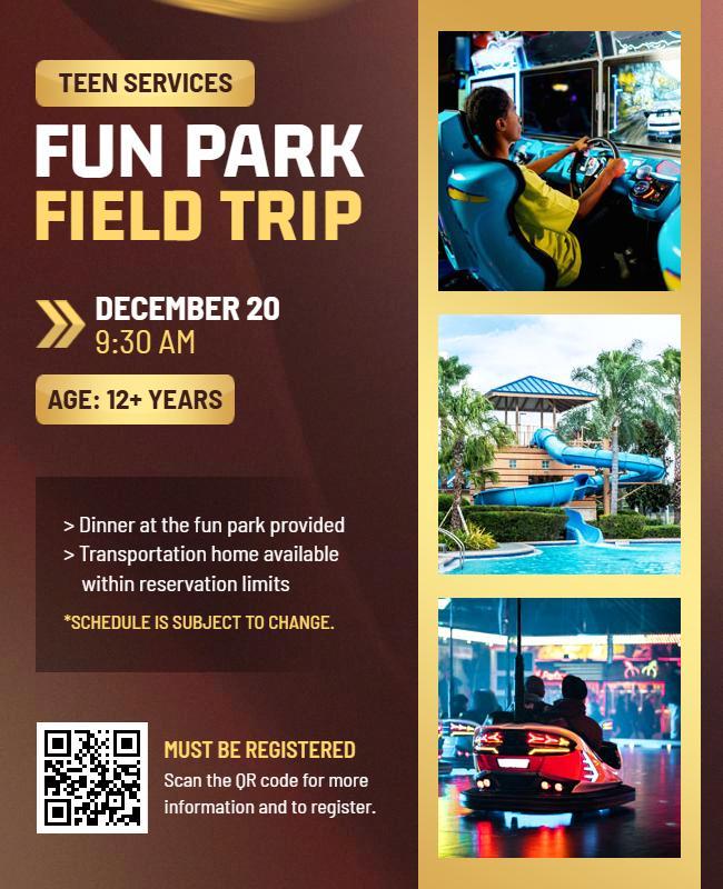 Teen Field Trip Fun Park Adventure Flyers Template